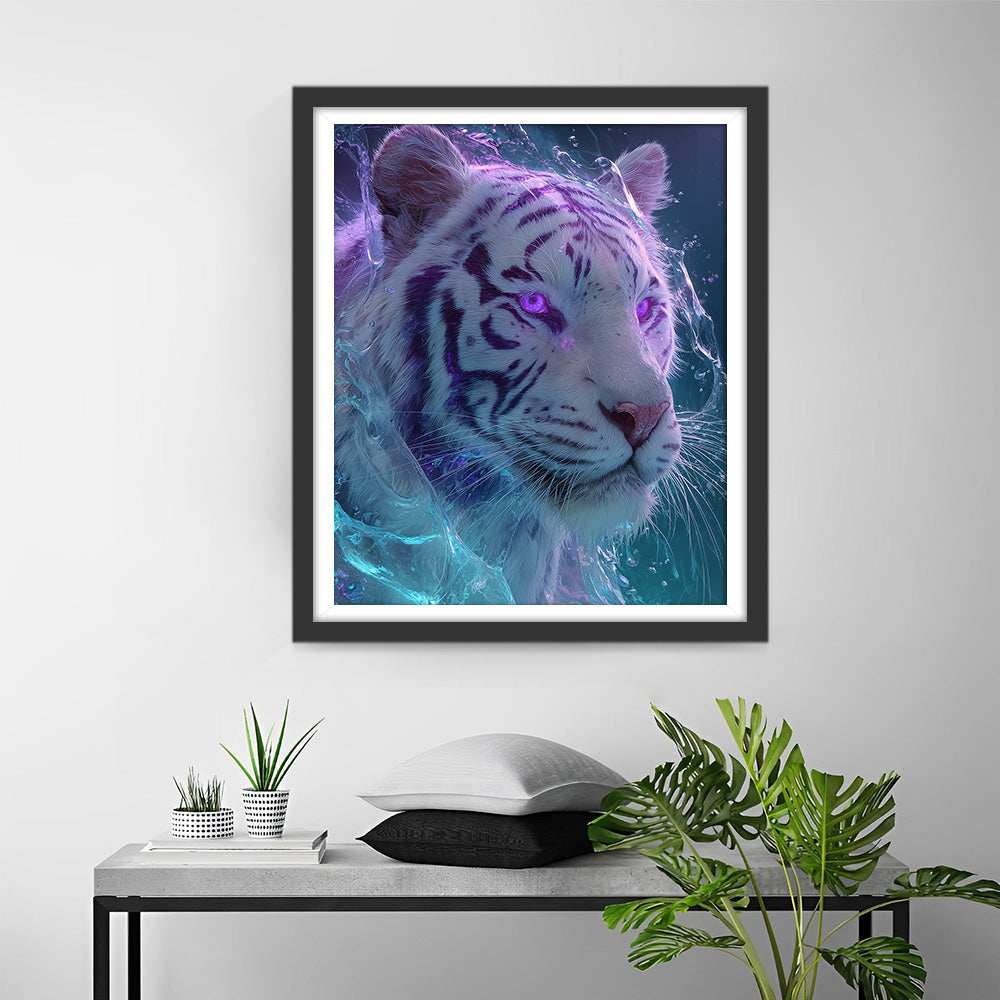 Tigre aux Yeux Violets Broderie Diamant