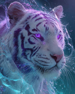 Tigre aux Yeux Violets Broderie Diamant