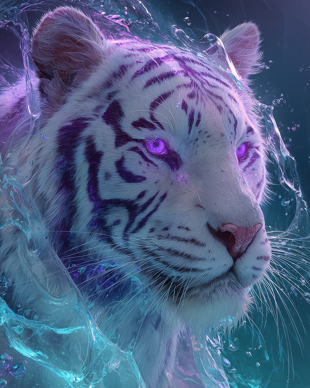 Tigre aux Yeux Violets Broderie Diamant