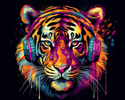 Tigre avec Casque Broderie Diamant