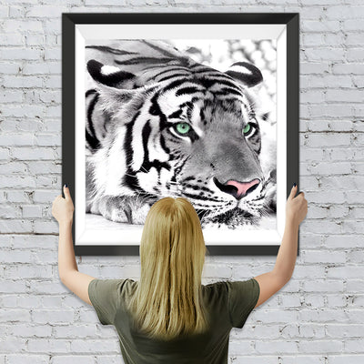 Tigre Couché sur le Ventre Broderie Diamant