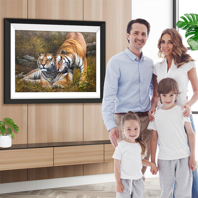 Tigre Couple S'embrassant Broderie Diamant