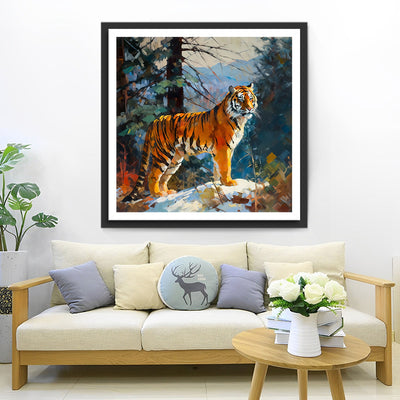 Tigre dans la Forêt Broderie Diamant
