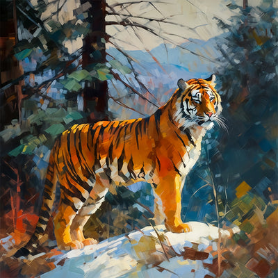 Tigre dans la Forêt Broderie Diamant