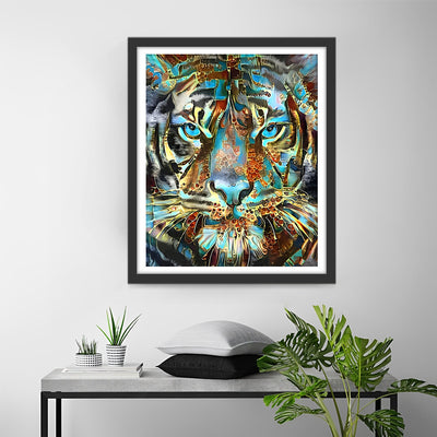 Tigre Doré et Vert Broderie Diamant