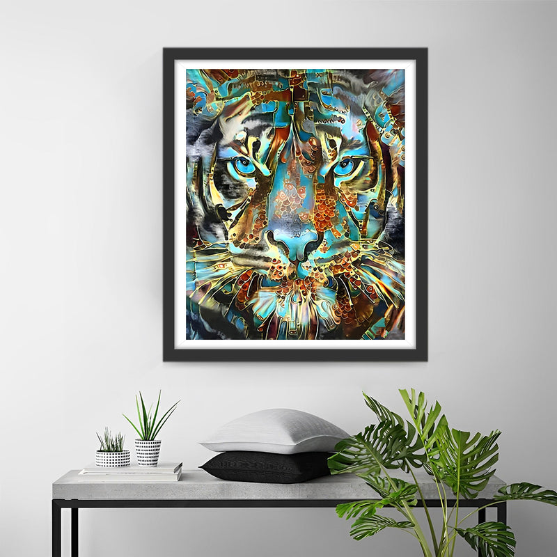 Tigre Doré et Vert Broderie Diamant