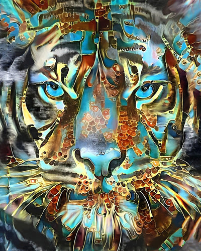 Tigre Doré et Vert Broderie Diamant