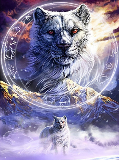 Tigre Gris à Poil Long Broderie Diamant