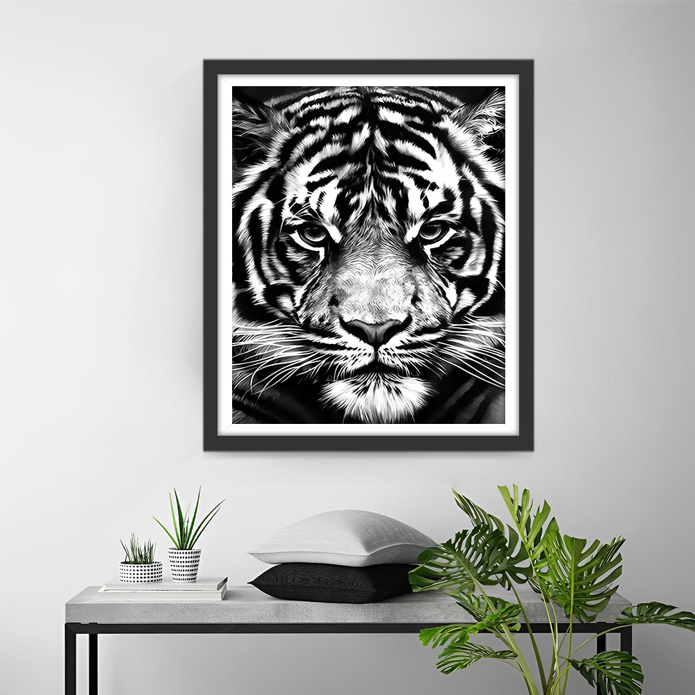 Tigre Noir et Blanc Broderie Diamant