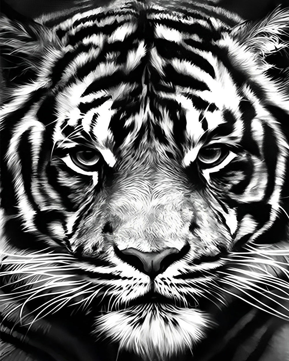 Tigre Noir et Blanc Broderie Diamant