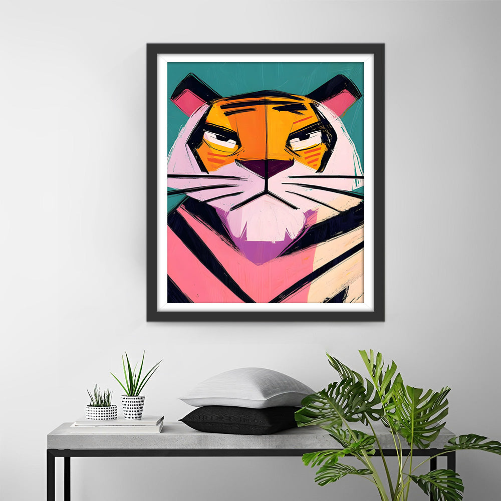 Tigre Rouge Dessin Animé Broderie Diamant