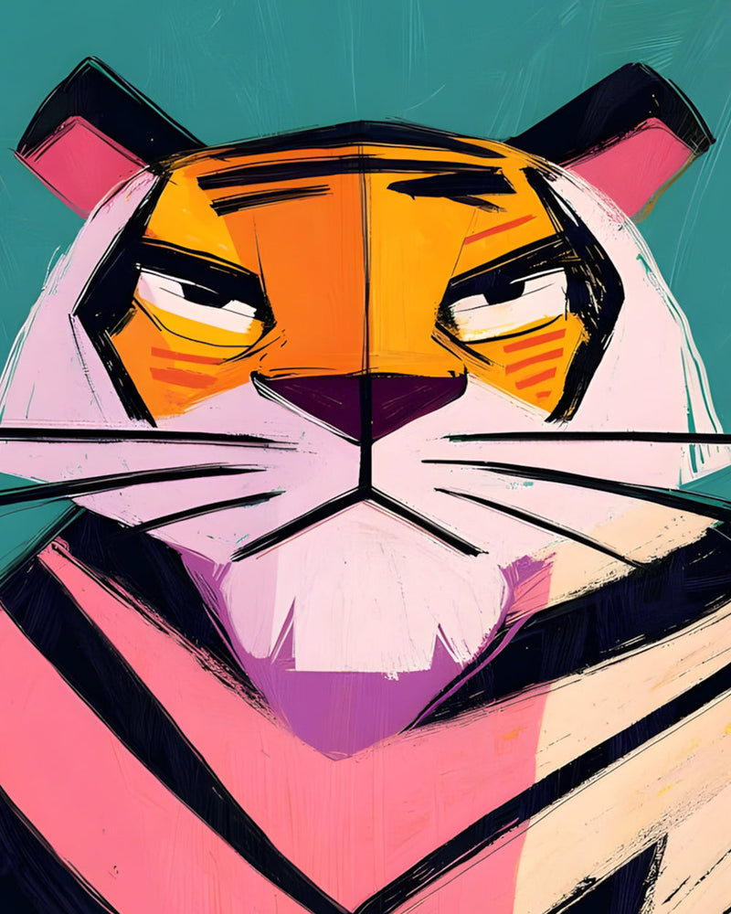 Tigre Rouge Dessin Animé Broderie Diamant