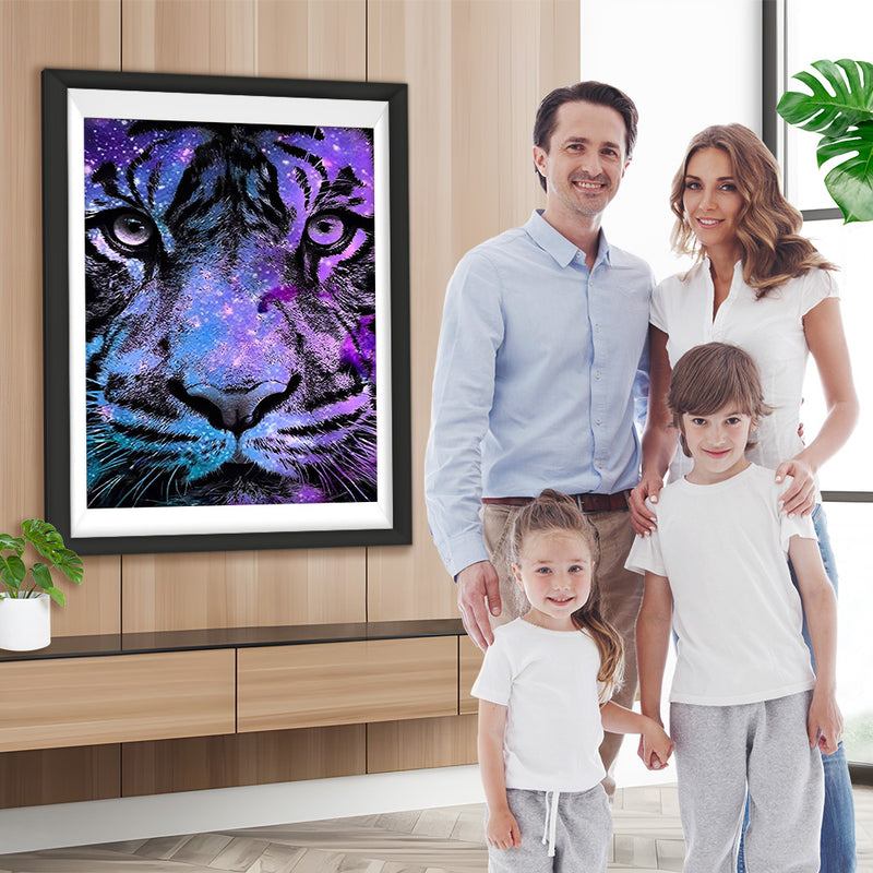 Tigre Violet et Bleu Broderie Diamant