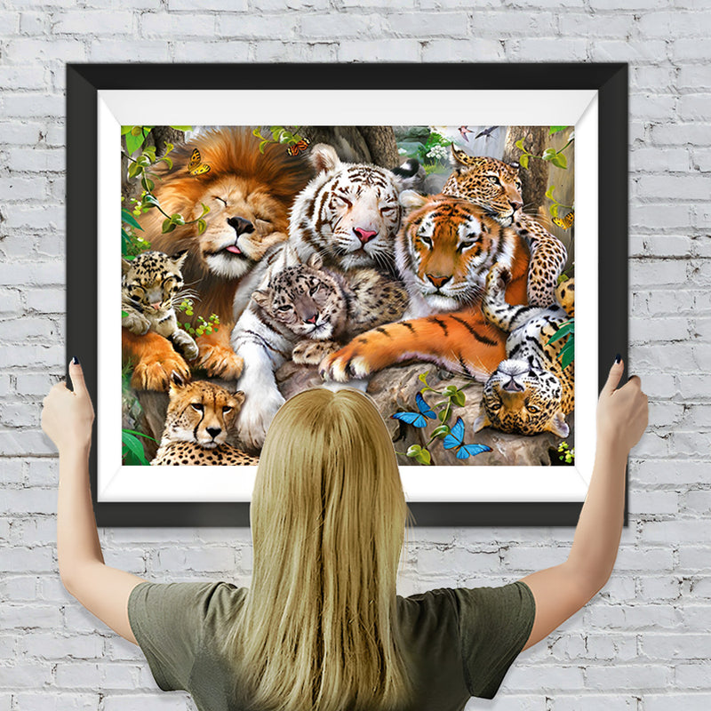 Tigres, Leopards et Lion Broderie Diamant