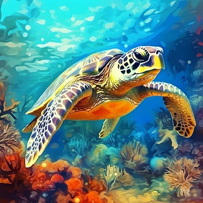 Tortue des Profondeurs Broderie Diamant