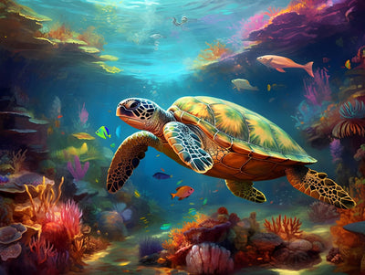 Tortue Marine Broderie Diamant
