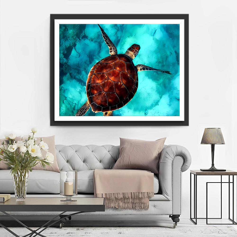 Tortue Marine Brune Broderie Diamant