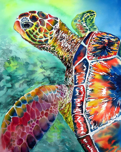 Tortue Rouge dans la Mer Broderie Diamant