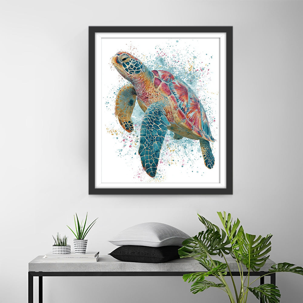 Tortue Style Aquarelle Broderie Diamant
