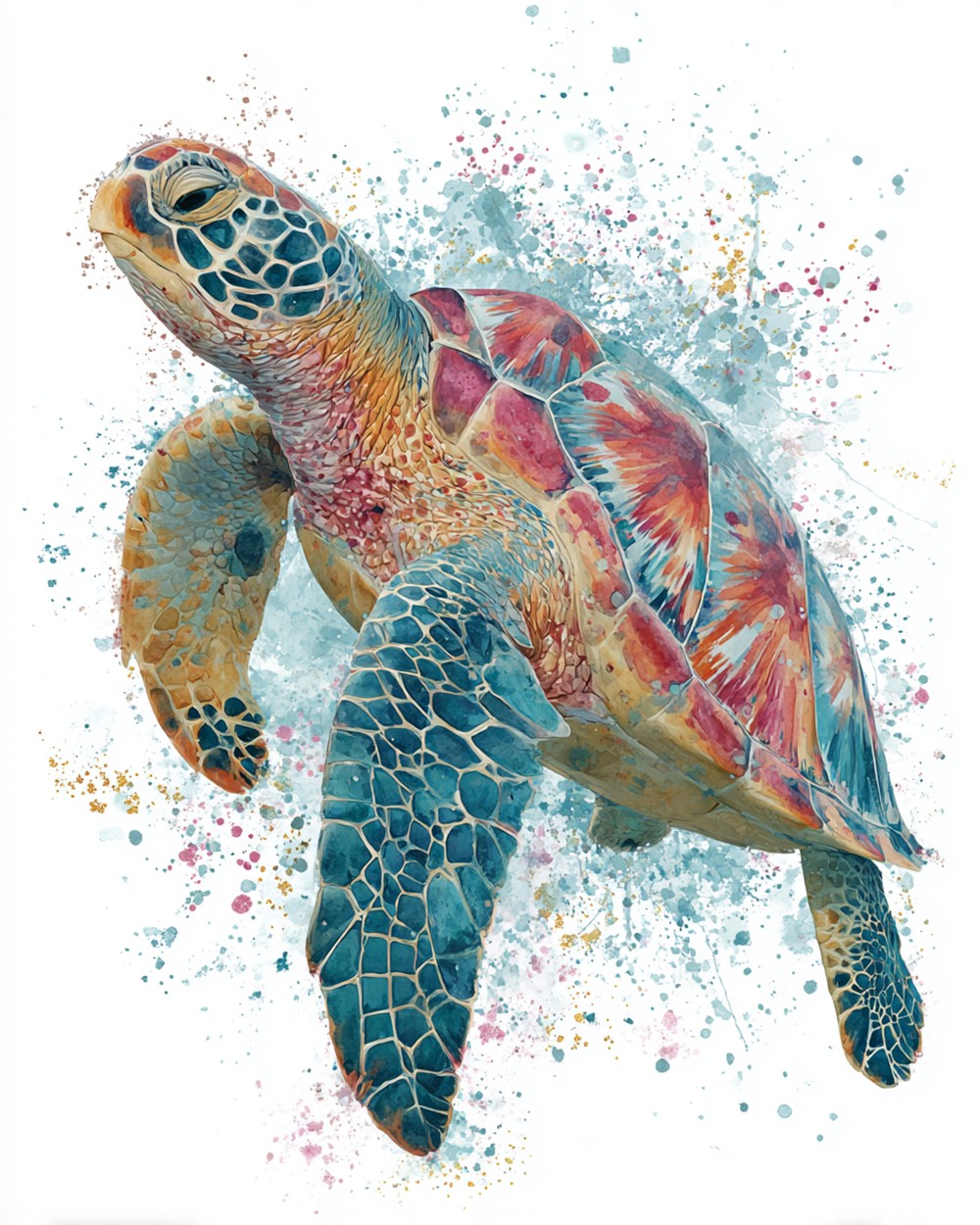 Tortue Style Aquarelle Broderie Diamant
