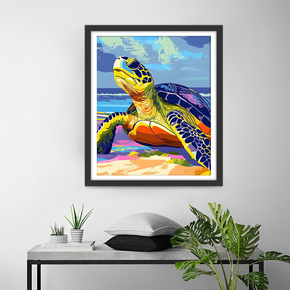 Tortue sur la Côte Broderie Diamant