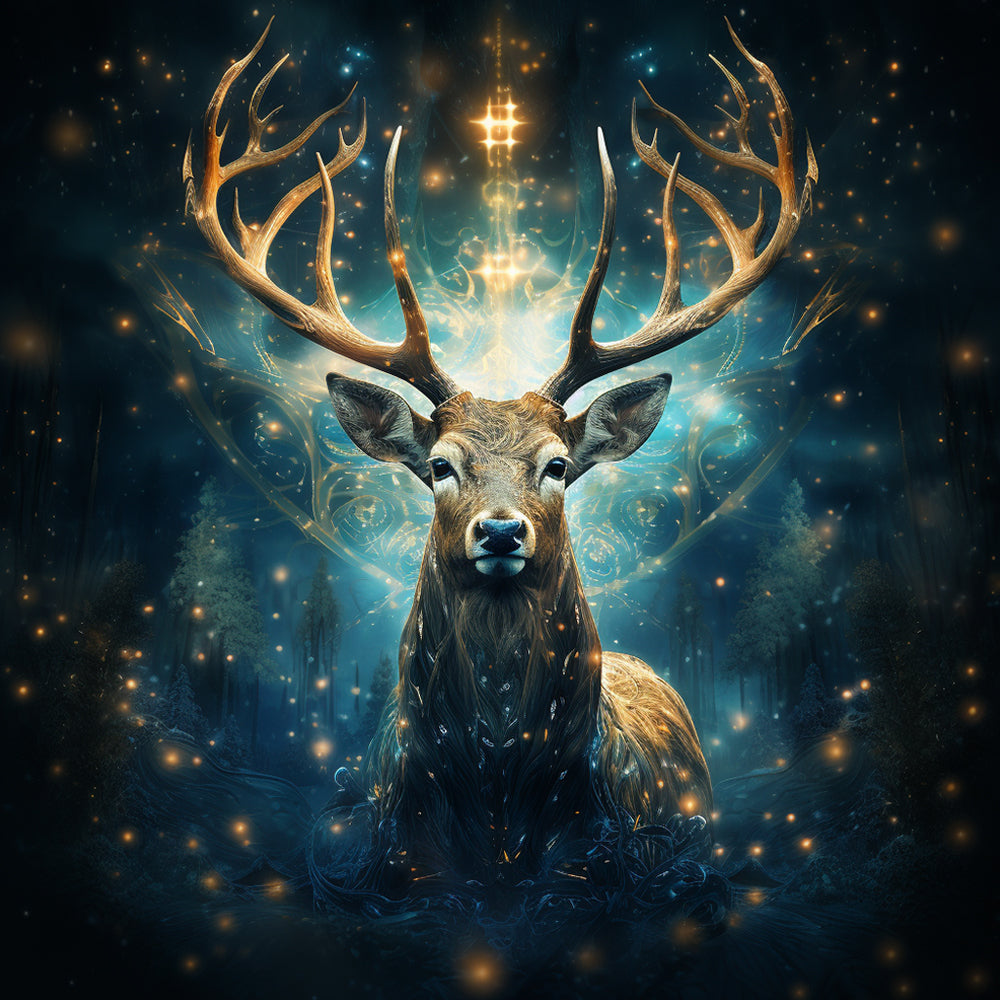 Totem de Cerf Mysterieux Broderie Diamant