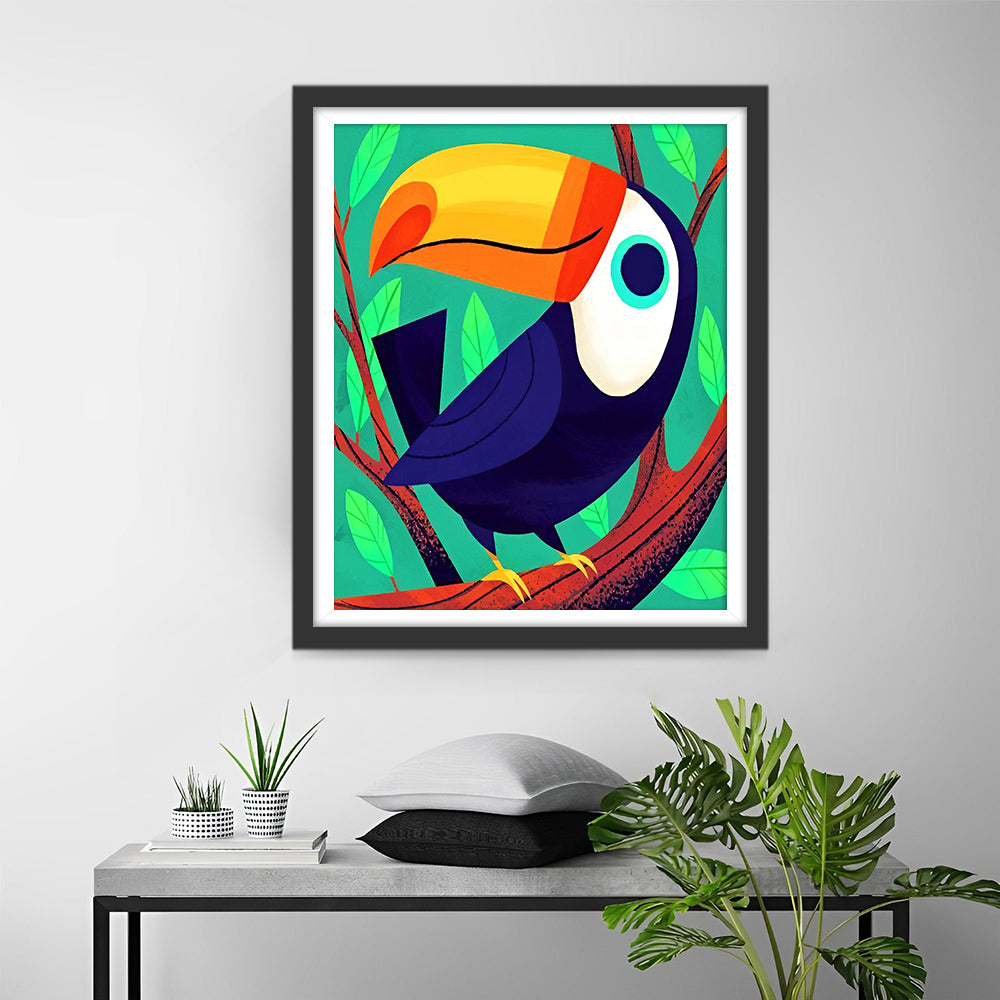 Toucan Cartoon Souriant Broderie Diamant