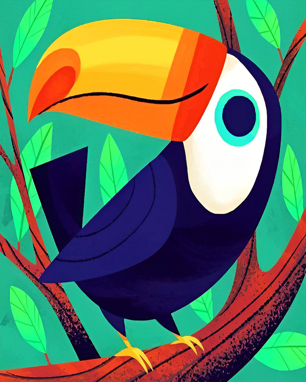 Toucan Cartoon Souriant Broderie Diamant