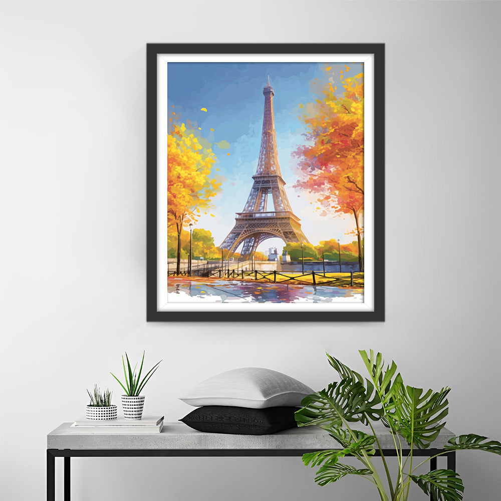 Tour Eiffel à Paris en Automne Broderie Diamant