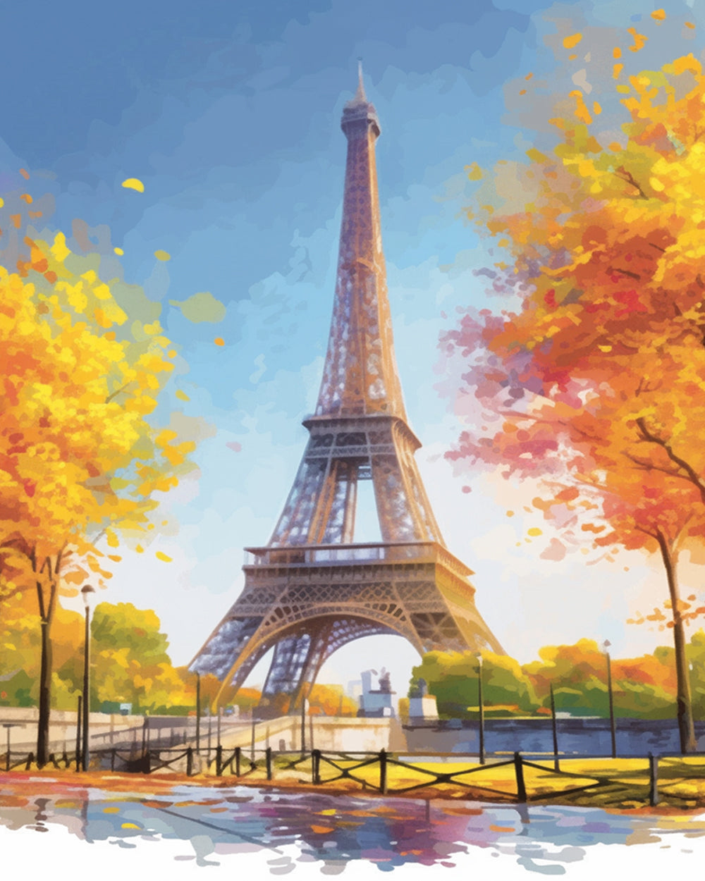 Tour Eiffel à Paris en Automne Broderie Diamant