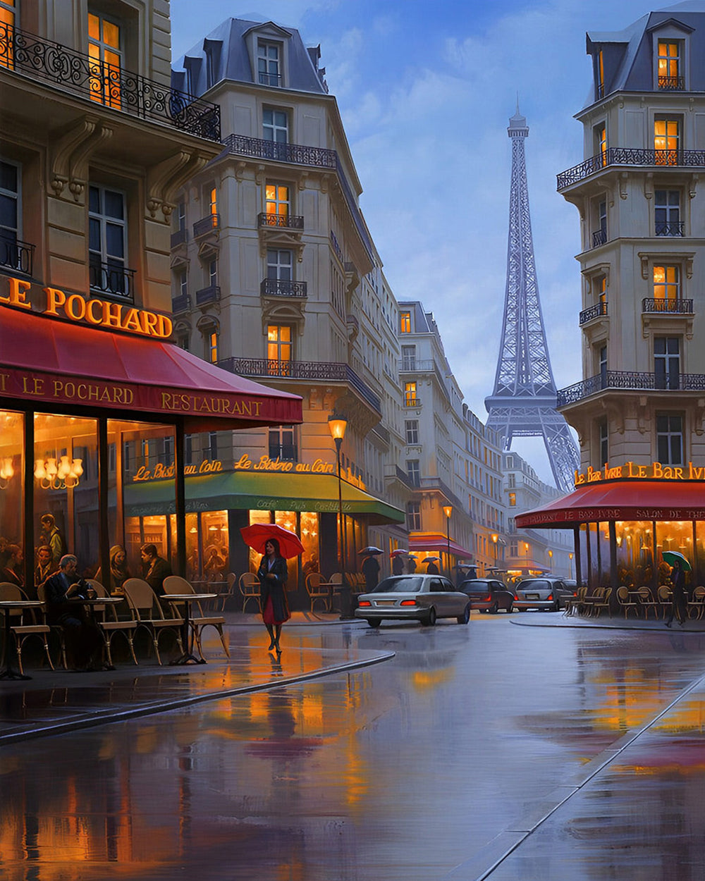 Tour Eiffel et Boutiques de Nuit Broderie Diamant