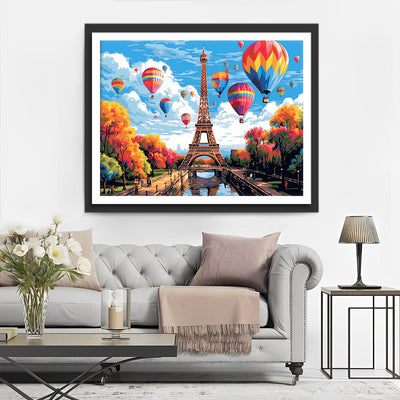 Tour Eiffel et Montgolfières Broderie Diamant