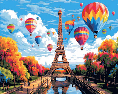 Tour Eiffel et Montgolfières Broderie Diamant