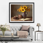 Tournesols dans un Pot en Terre Cuite Rustique Broderie Diamant