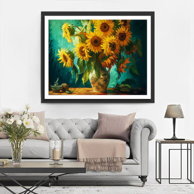 Tournesols dans un Vase Broderie Diamant