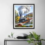 Train Traversant la Forêt Broderie Diamant