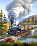 Train Traversant la Forêt Broderie Diamant