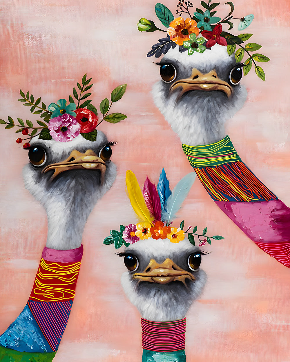 Trois Autruches Deguisees Broderie Diamant