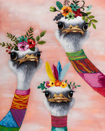 Trois Autruches Deguisees Broderie Diamant