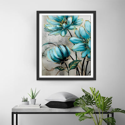 Trois Chrysanthèmes Verts Broderie Diamant