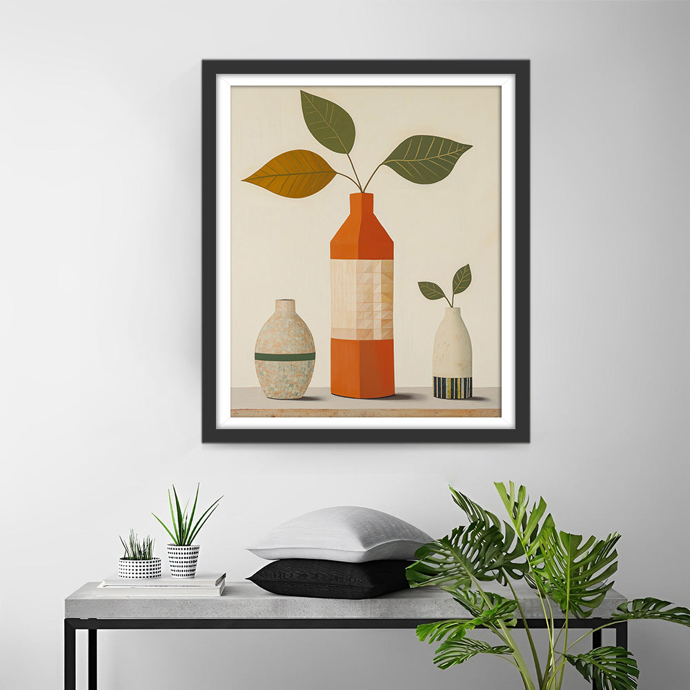 Trois Feuilles dans des Bouteilles Broderie Diamant