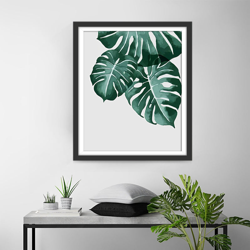 Trois Feuilles de Monstera Broderie Diamant