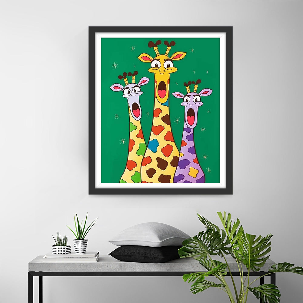 Trois Girafes Dessin Animé Broderie Diamant