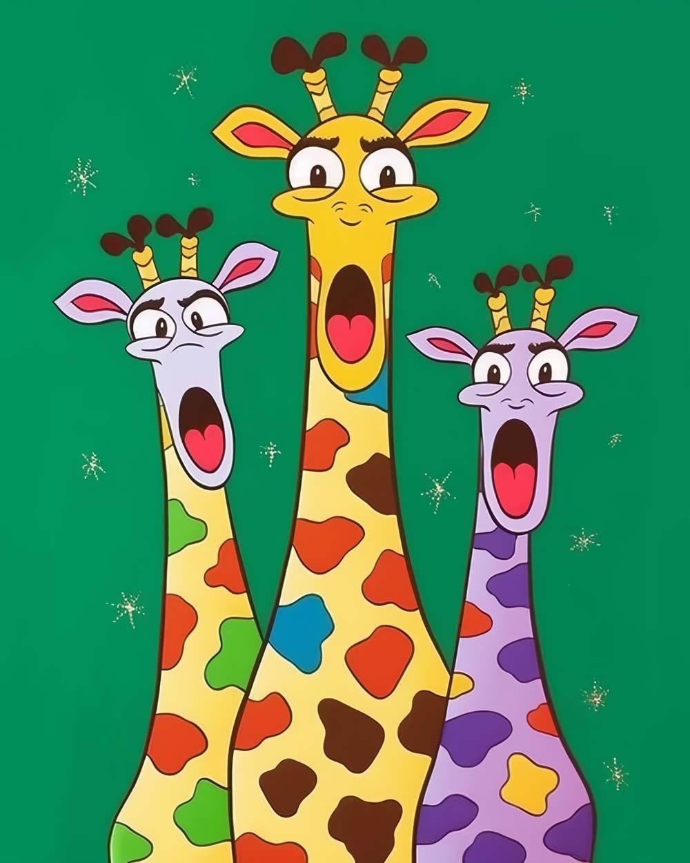 Trois Girafes Dessin Animé Broderie Diamant