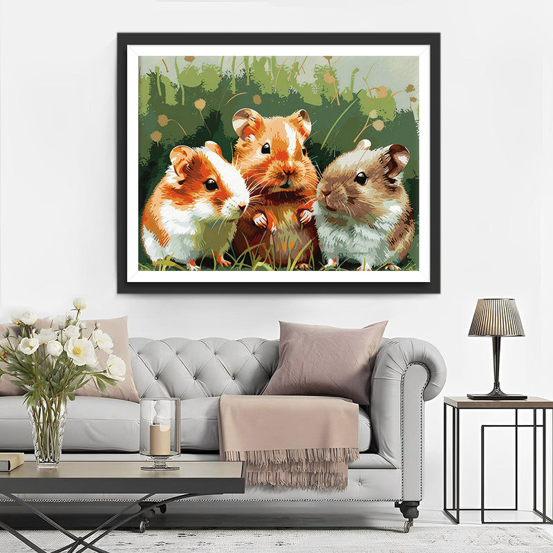 Trois Hamsters Mignons Broderie Diamant