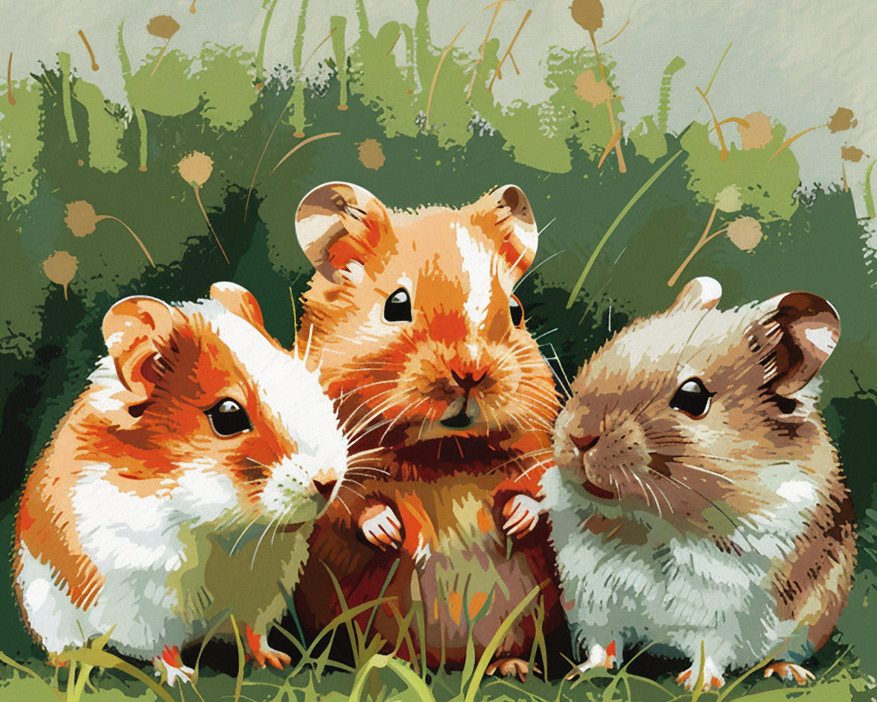 Trois Hamsters Mignons Broderie Diamant