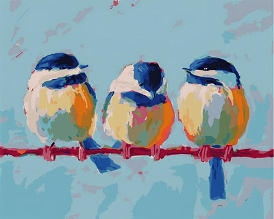 Trois Oiseaux Bleus et Blancs Broderie Diamant