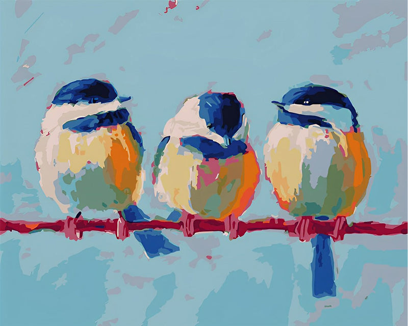 Trois Oiseaux Bleus et Blancs Broderie Diamant