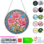 Trois Roses Roses en Acrylique Pendentif Broderie Diamant