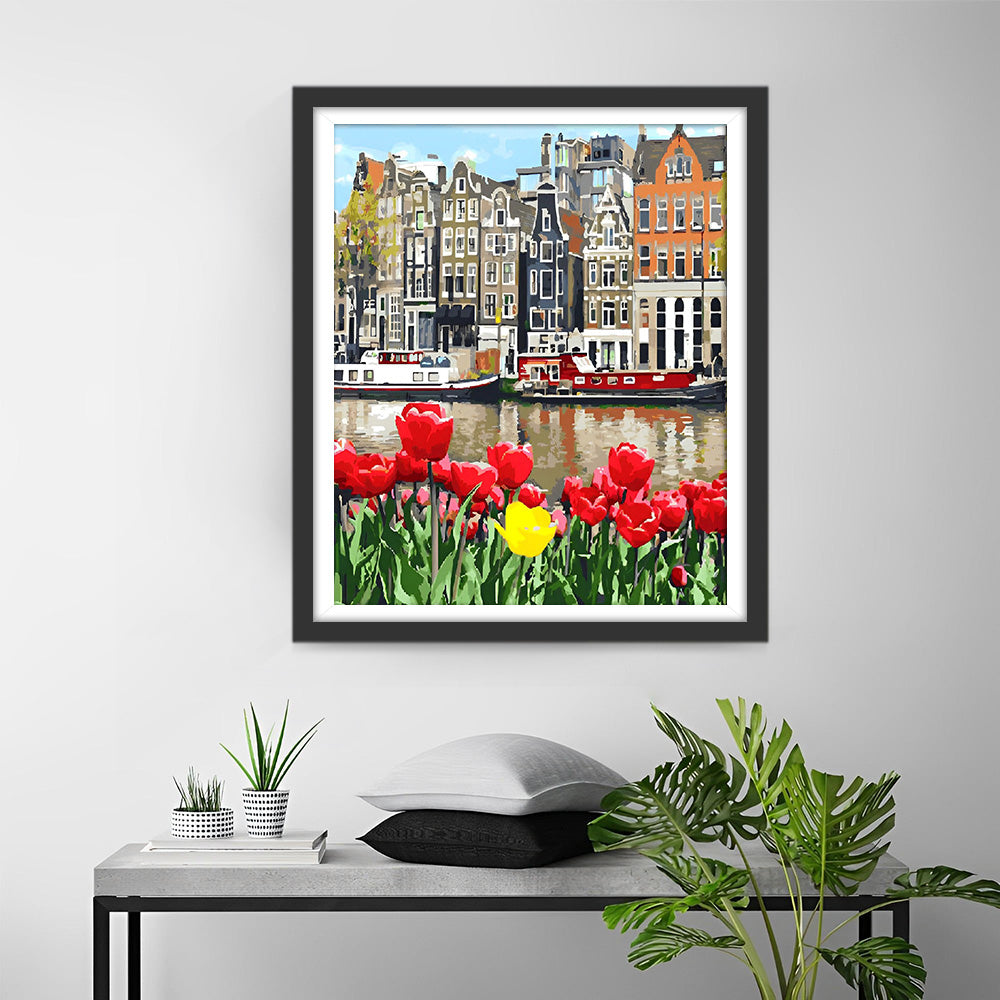 Tulipes à Amsterdam Broderie Diamant